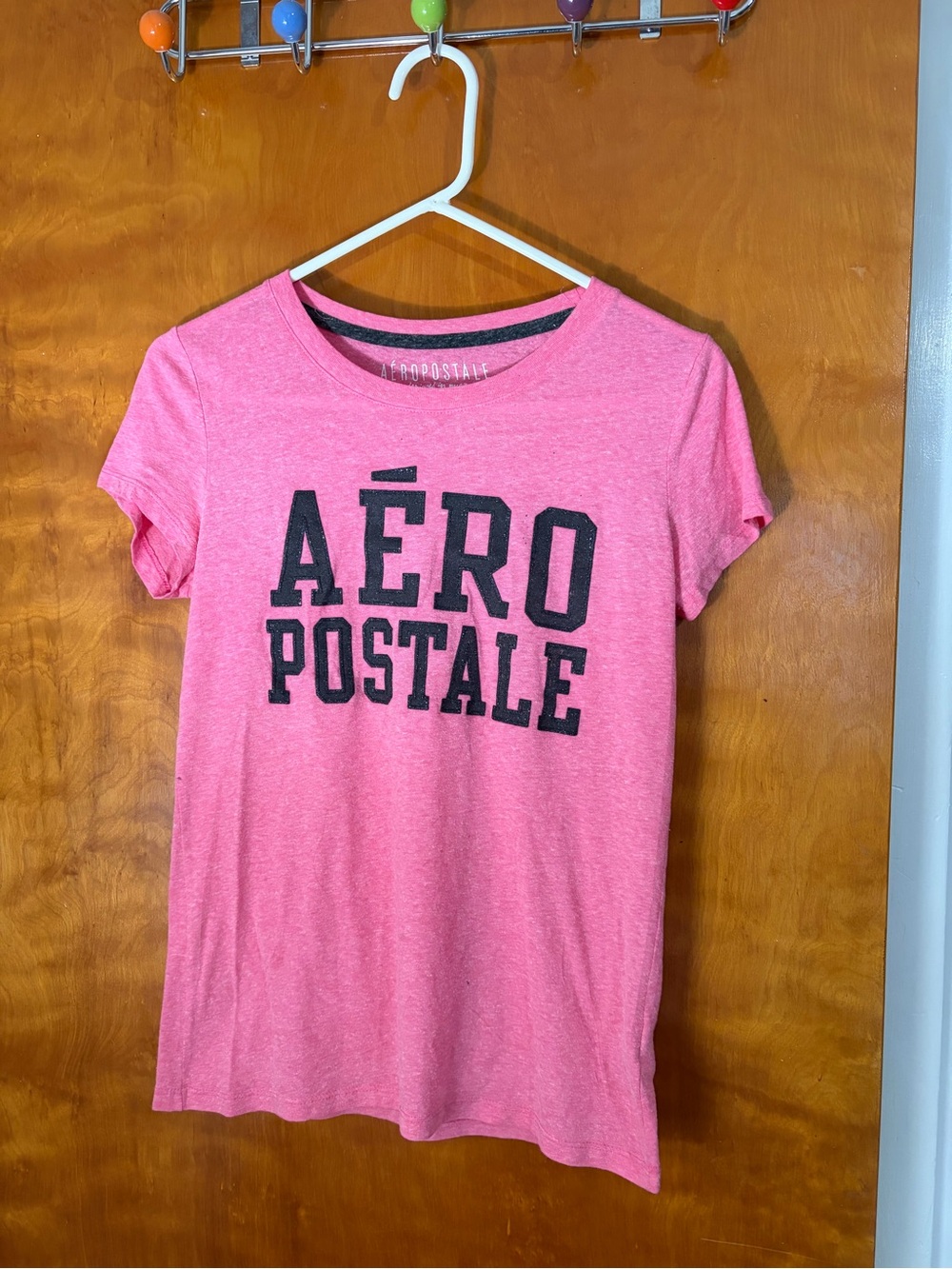 Aeropostale Pink Tee with Black Logo